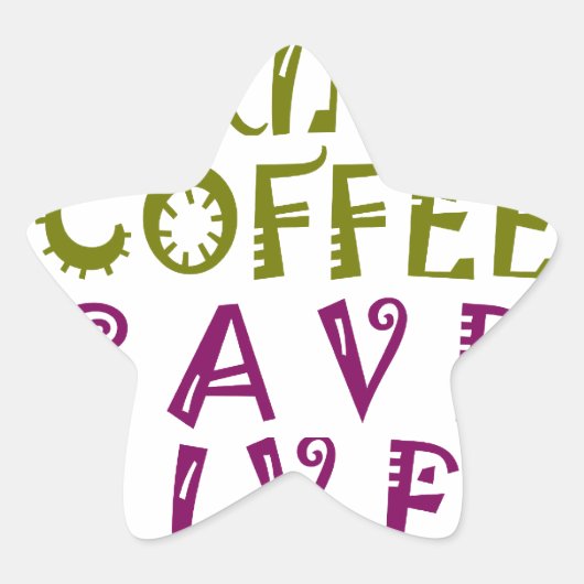 シッ プ、スナップ、リピート カフェインを追い求めるセルフィーのデザイン 星シール (正面)