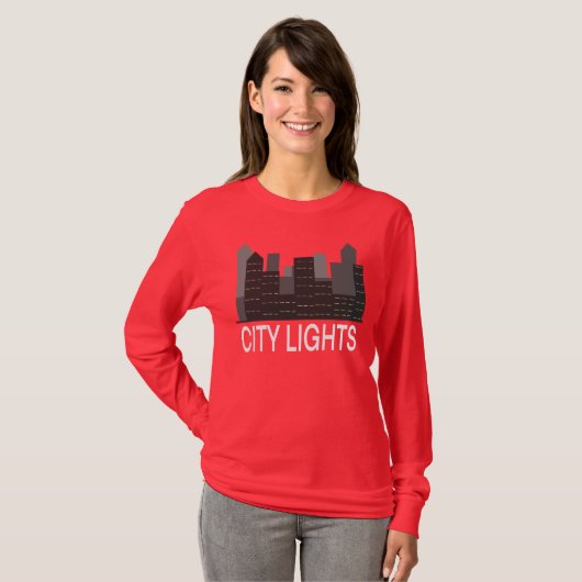 シティの灯り 都市スカイライン 夜の美学  Tシャツ (正面フル)