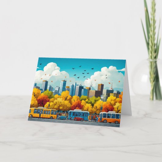 シティアーキテクチャイラストレーション水彩スケッチ サンキューカード (正面)