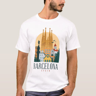 シティオブバルセロナスカイラインデザイン Tシャツ