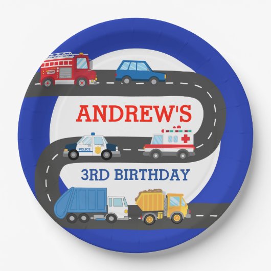 シティカーズの誕生日プレート ペーパープレート (正面)