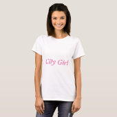 シティガールテキスト 女性用 ホワイト文字 Tシャツ (正面フル)