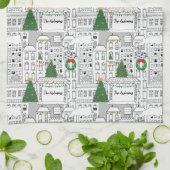 シティクリスマスハンドパーソナライズされたドローお洒落ド キッチンタオル (折り畳み)