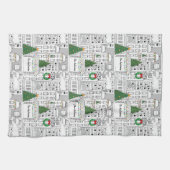 シティクリスマスハンドパーソナライズされたドローお洒落ド キッチンタオル (横)