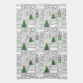 シティクリスマスハンドパーソナライズされたドローお洒落ド キッチンタオル (縦)