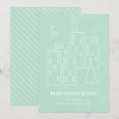 シティクリスマス ホリデーカード - ミント (正面/裏面)