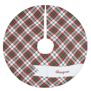 シティグラスゴータータンチェックプレイドグリーンマルーンホワイト ブラッシュドポリエステルツリースカート