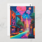 シティサイケデリックカラフルドリッピーアート ポストカード (正面/裏面)