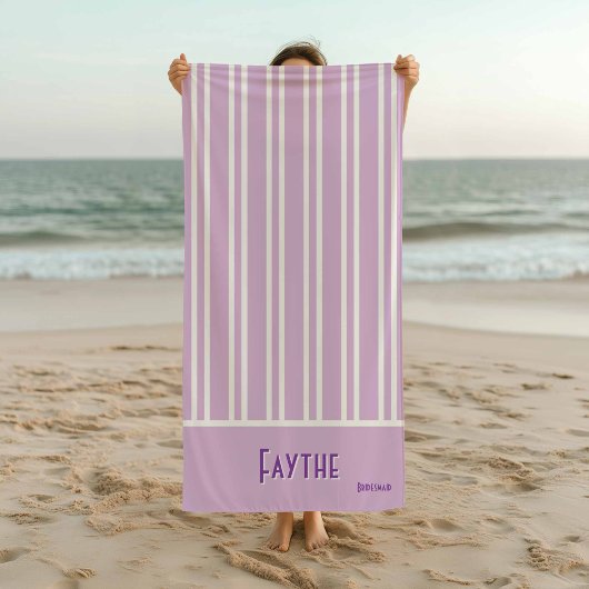 シティシックパープルブリーストライプのデスメイド ビーチタオル