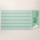 シティシックリーフグリーンブリデスマストライプのイド ビーチタオル (正面)