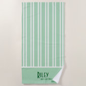シティシックリーフグリーンブリデスマストライプのイド ビーチタオル (正面)