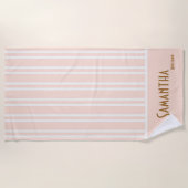 シティシック淡い色のオレンジストライプのバチェロレッテ ビーチタオル (正面)