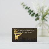 シティシルエット金ゴールドウェイターハンド 名刺 (スタンド正面)