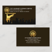 シティシルエット金ゴールドウェイターハンド 名刺 (正面/裏面)