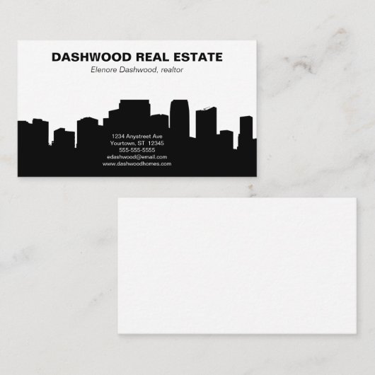シティスカイラインシルエッ実在トエテート不動産仲介業者 名刺 (正面/裏面)