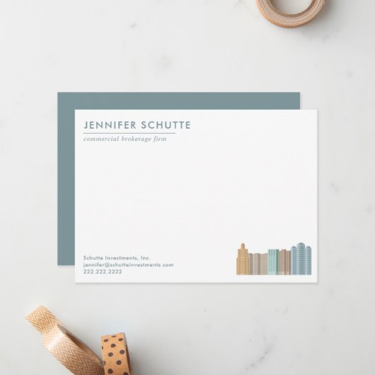 シティスカイラインパーソナライズされた商業実在財産 ノートカード (正面/裏面インサイチュ)