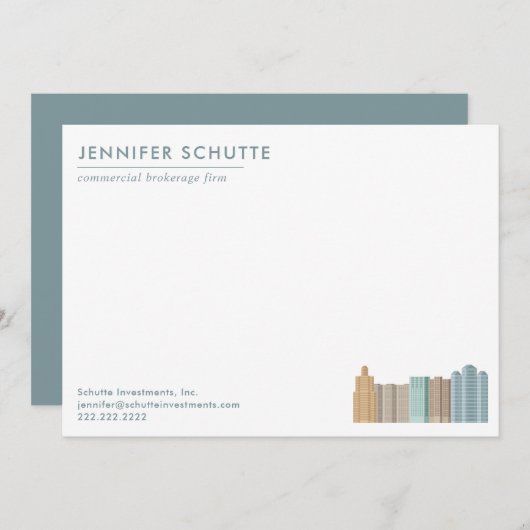 シティスカイラインパーソナライズされた商業実在財産 ノートカード (正面/裏面)