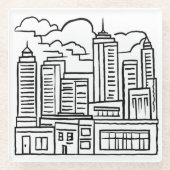 シティスカイラインペンスケッチ ガラスコースター (正面)