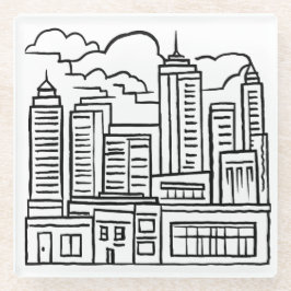 シティスカイラインペンスケッチ ガラスコースター