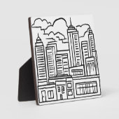 シティスカイラインモダンアートスケッチスケッチ フォトプラーク (正面)