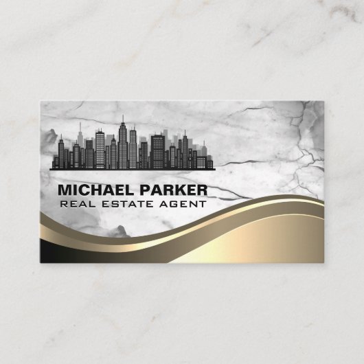 シティスカイライン | 大理石メタル 名刺 (正面)