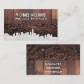 シティスカイライン | 木製の板と土 名刺 (正面/裏面)