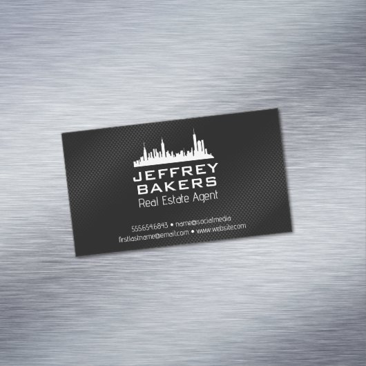 シティスカイライン |黒いテクスチャ マグネット名刺 (インサイチュ)