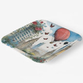 シティスカイリングバラ蝶と熱気球 ペーパープレート (傾斜あり)