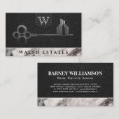 シティスケルトン鍵 | 革の大理石 | モノグラム 名刺 (正面/裏面)