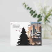 シティスケープとツリー建設アーキテクチャ x-Mas シーズンポストカード (スタンド正面)