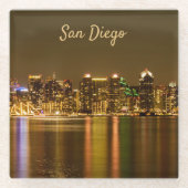 シティスケープスカイラインナイトカリフォルニアサンディエゴ ガラスコースター (正面)