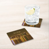 シティスケープスカイラインナイトカリフォルニアサンディエゴ スクエアペーパーコースター (インサイチュ)