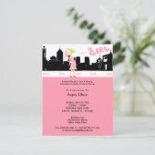シティスケープベビーガールシャワー招待状 招待状 (スタンド正面)