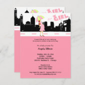 シティスケープベビーガールシャワー招待状 招待状 (正面/裏面)