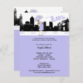 シティスケープラベンダー&グレーベビーシャワー招待状 招待状 (正面/裏面)