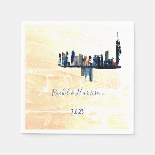 シティスケープ絵を描ロンドンランドスケープ結婚ズ スタンダードカクテルナプキン (正面)
