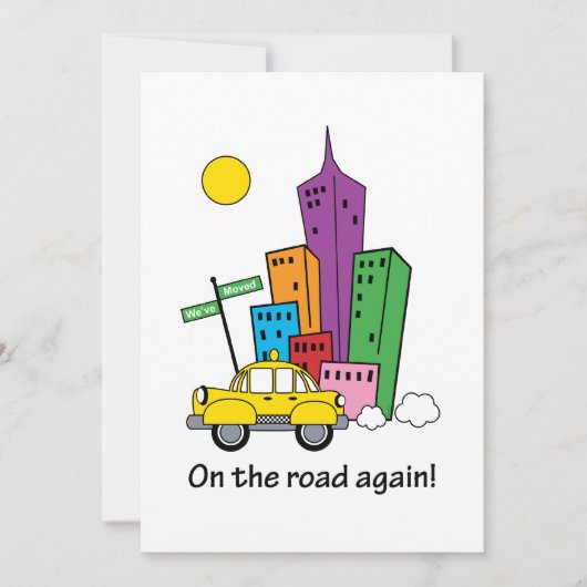 シティスケープ イエロー 5x7 カードに移動しました 案内状 (正面)