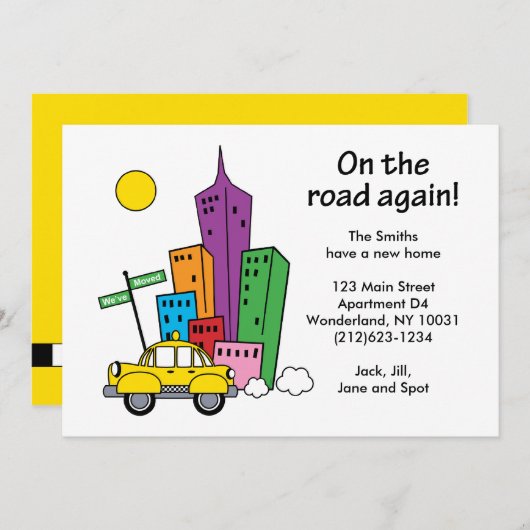 シティスケープ 5x7 片面カードの引っ越しのお知らせ 案内状 (正面/裏面)