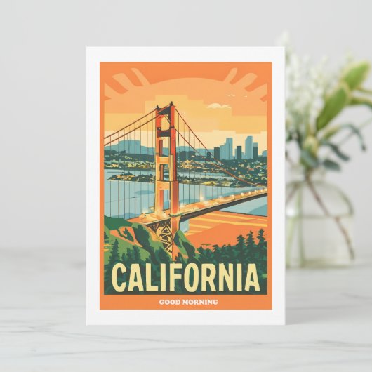 シティスケープCalifornia人目を引くベクトルデザイン サンキューカード (スタンド正面)