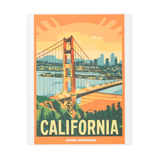 シティスケープCalifornia人目を引くベクトルデザイン メタルプリント (正面)