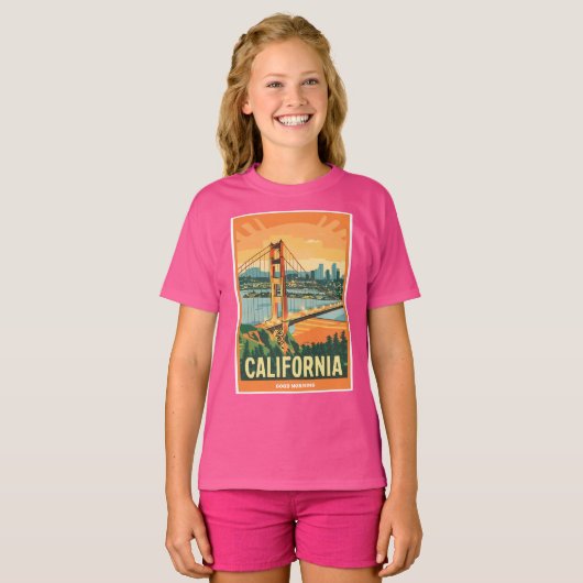 シティスケープCalifornia人目を引くベクトルデザイン Tシャツ (正面フル)