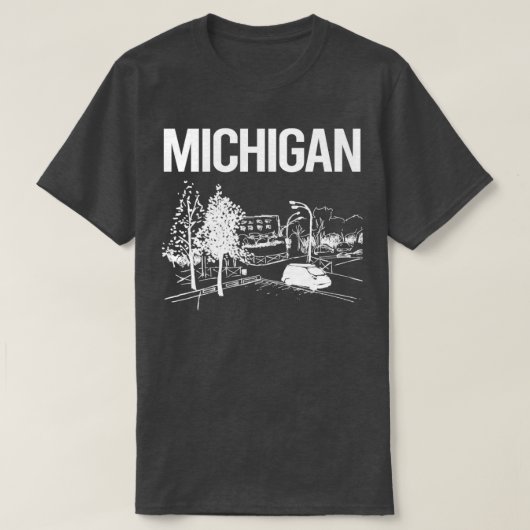 シティスケープSketch Michigan Tシャツ (デザイン正面)