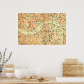 シティスライカー – ヴィンテージマップロンドンリバーテムズ ポスター (キッチン)