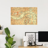 シティスライカー – ヴィンテージマップロンドンリバーテムズ ポスター (ホームオフィス)