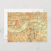 シティスライカー – ヴィンテージマップロンドンリバーテムズ ポストカード (正面/裏面)