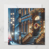 シティダウンタウンブラウンストーン建物クリスマス シーズンカード (正面)