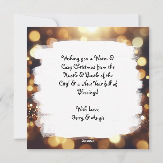 シティダウンタウンブラウンストーン建物クリスマス シーズンカード (裏面)