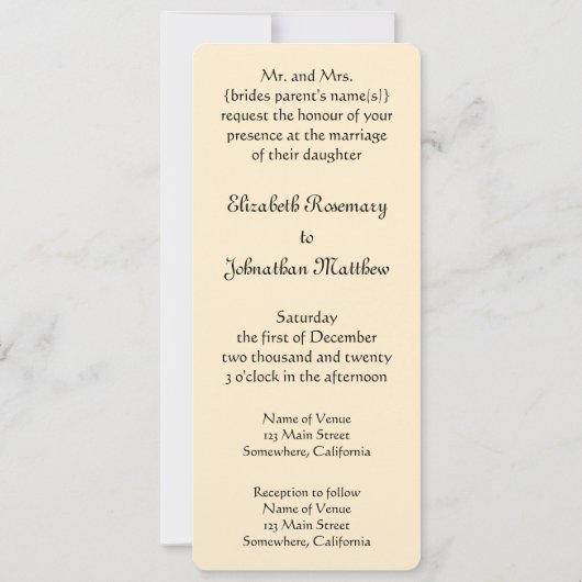 シティダンスバイピエールルノアールヴィンテージウェディング 招待状 (裏面)