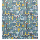 シティトランスポータキッズカーズ旅行 シャワーカーテン (正面)