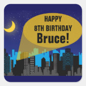 シティナイトスカイラインスーパーヒーローボーイズ誕生日パーティー スクエアシール (正面)